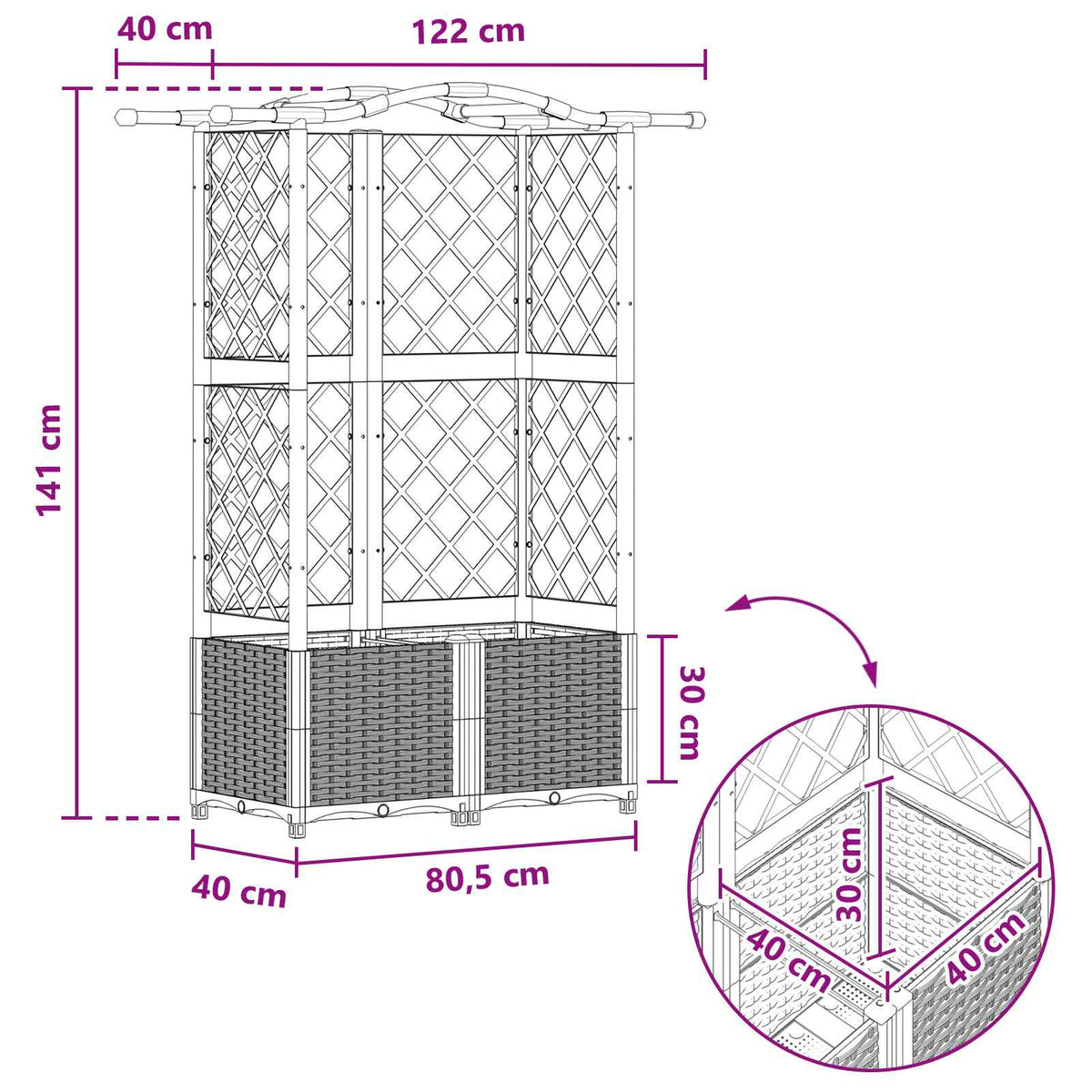 Povišeni krevet s mrežom i krovom Crna 122 x 40 x 141 cm PP