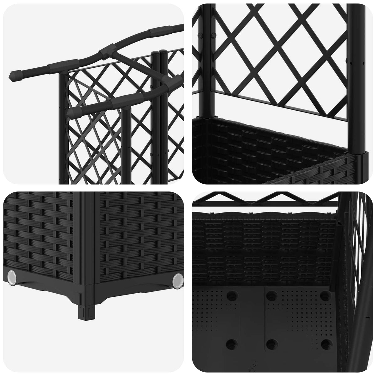 Povišeni krevet s mrežom i krovom Crna 204 x 40 x 138 cm PP