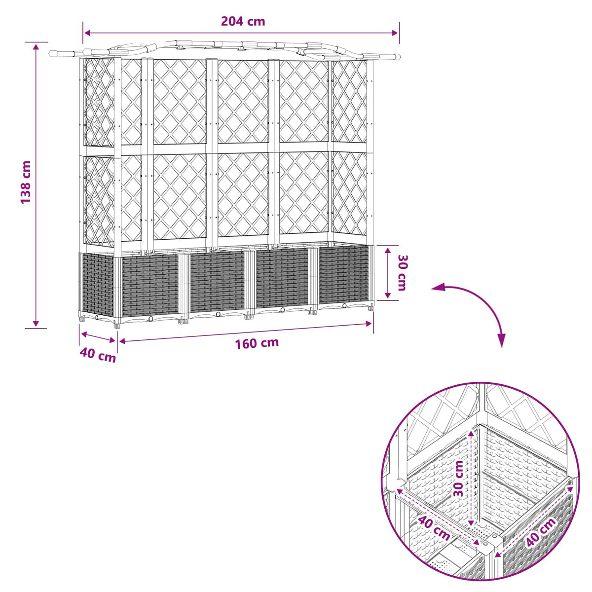 Povišeni krevet s mrežom i krovom Crna 204 x 40 x 138 cm PP