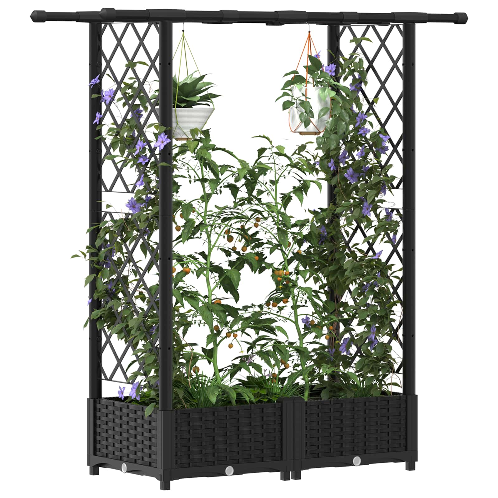 Povišeni krevet s mrežom i krovom Crna 122,5 x 40 x 123 cm PP