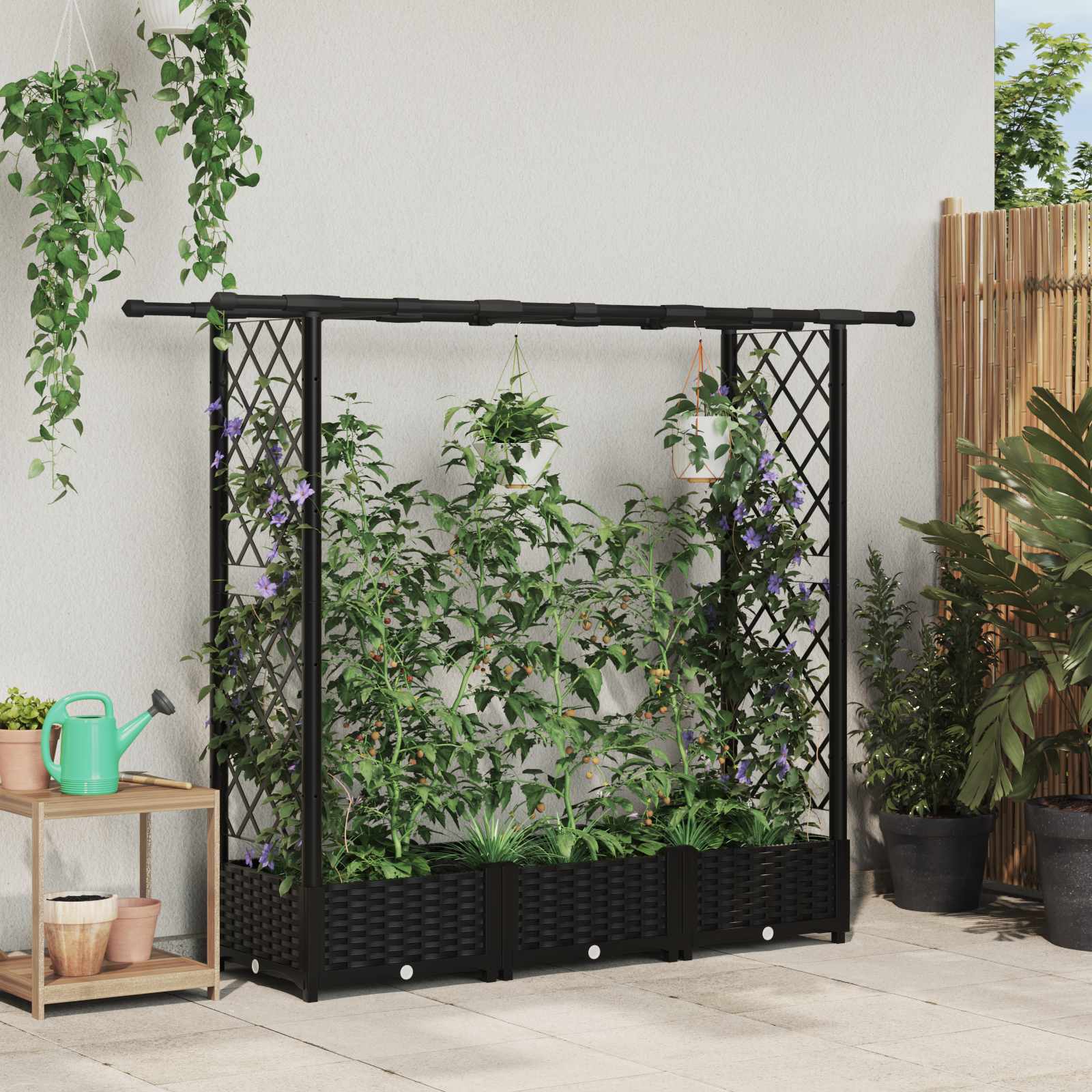 Povišeni krevet s mrežom i krovom Crna 164 x 40 x 121 cm PP
