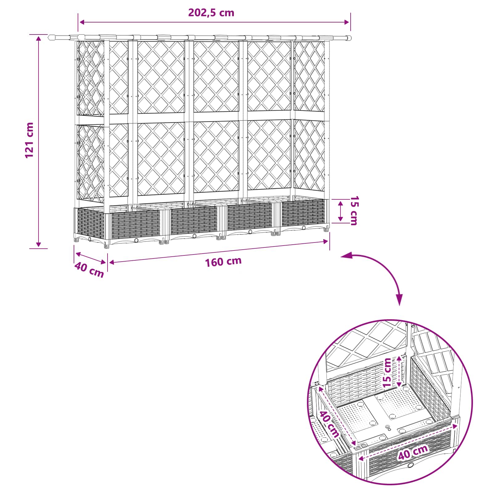 Povišeni krevet s mrežom i krovom Crna 202,5 x 40 x 123 cm PP