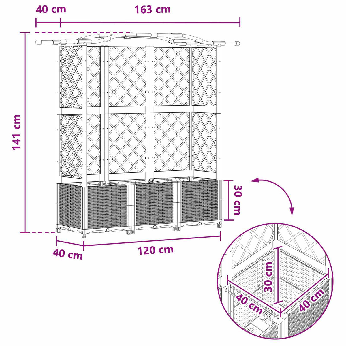 Povišeni krevet s mrežom i krovom Sivi 163 x 40 x 141 cm PP