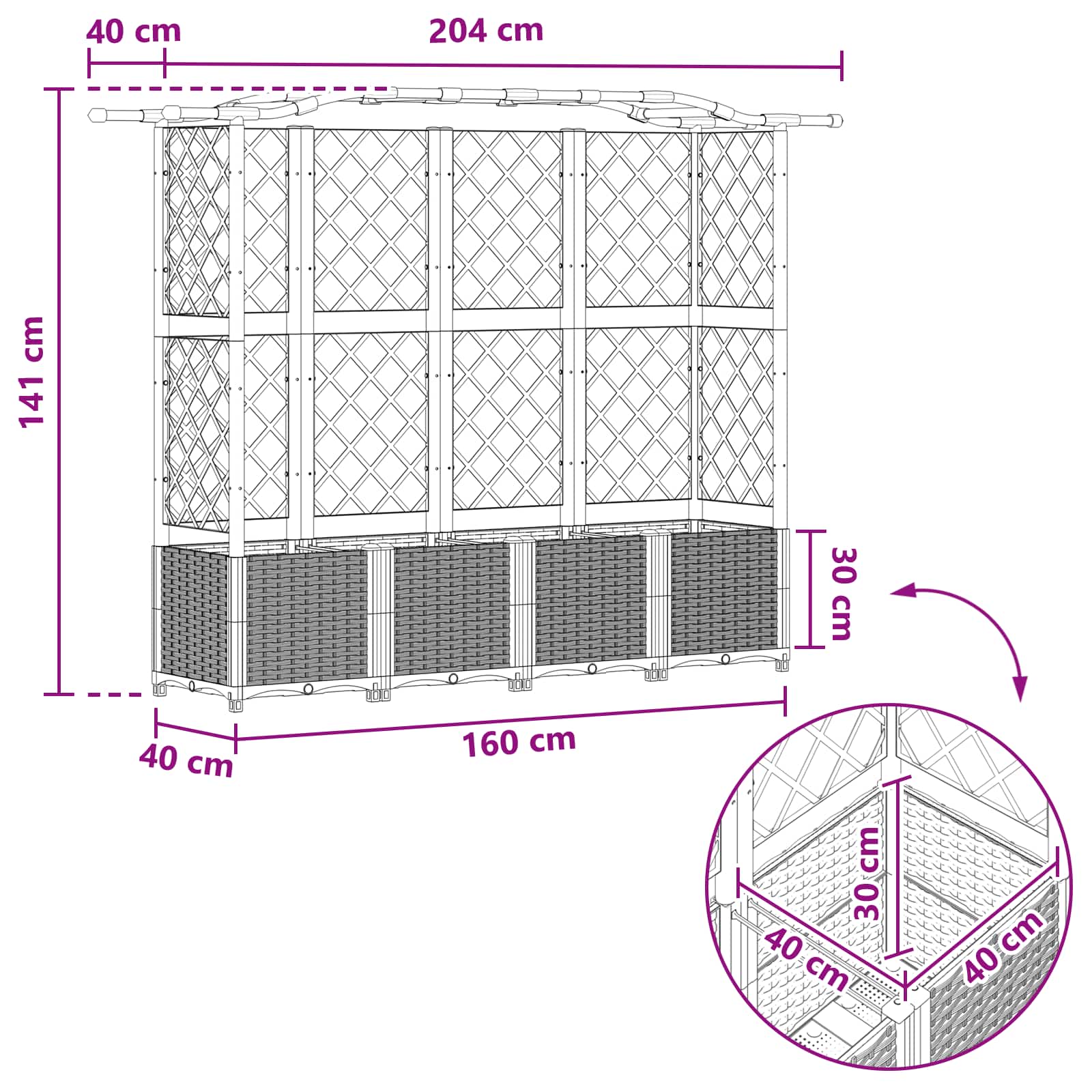 Povišeni krevet s mrežom i krovom Sivi 204 x 40 x 141 cm PP