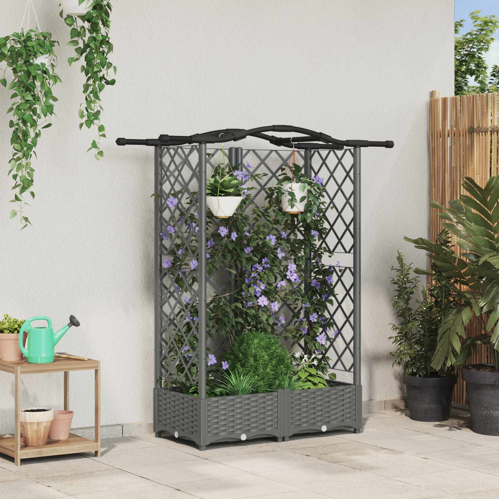 Povišeni krevet s mrežom i krovom Svjetlosiva 124 x 40 x 123 cm