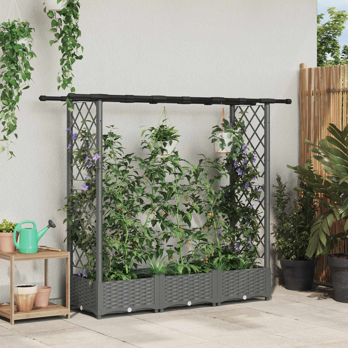 Povišeni krevet s mrežom i krovom Svjetlosiva 164 x 40 x 121 cm