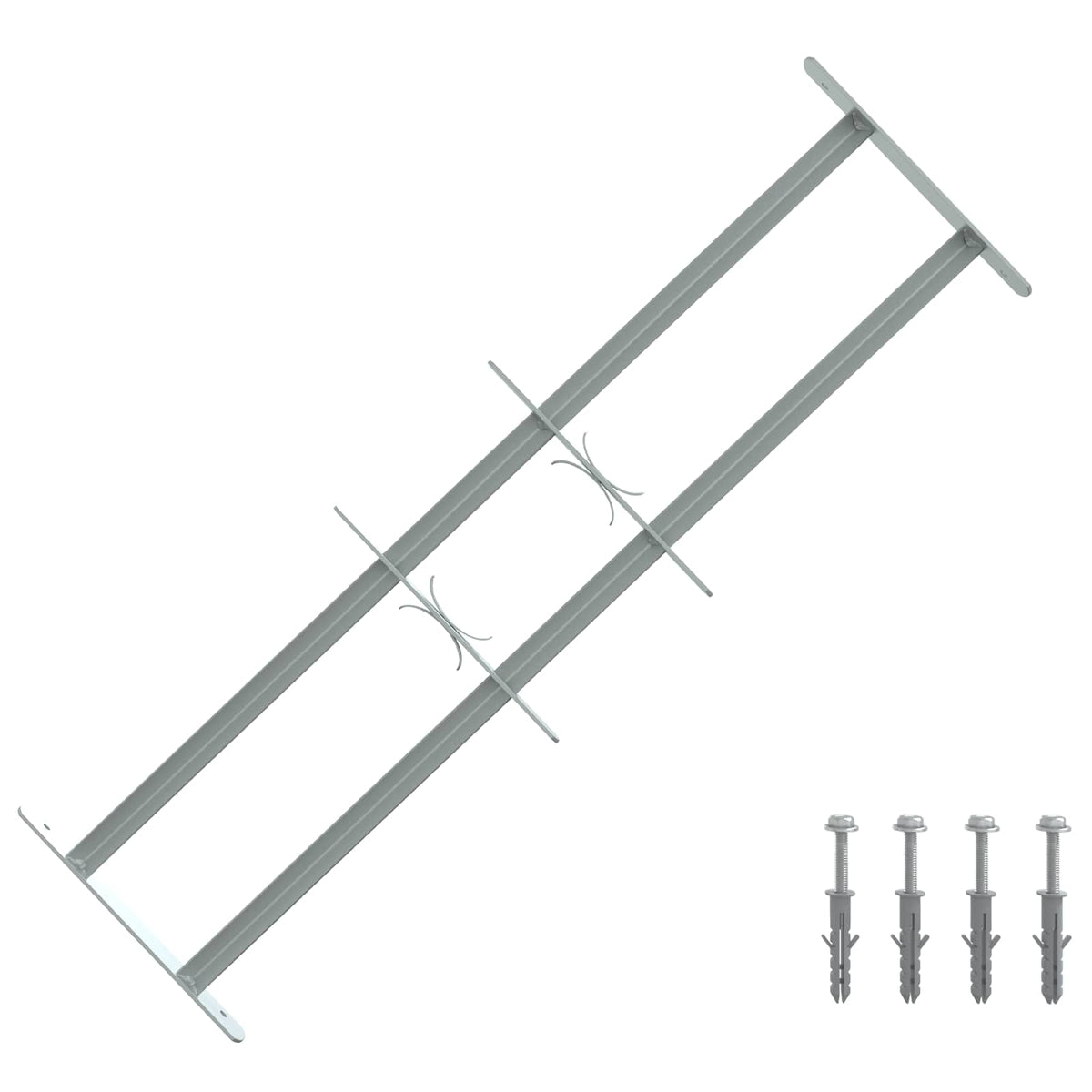 Rešetka za sigurnost prozora s 2 prekrižena nosača 3 kom. Srebrna 630-1140 mm