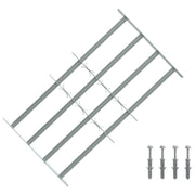 Sigurnosna rešetka za prozore s 4 poprečne šipke 3 kom. Srebrna 630-1140 mm