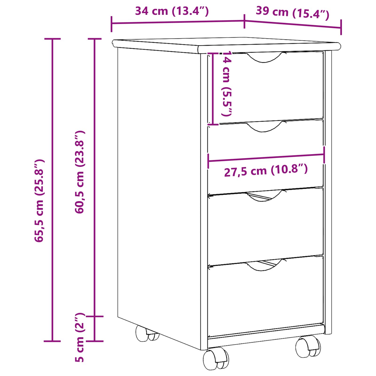 Mobilni ormar Smeđa 65,5 x 34 x 39 cm Čvrsto borovo drvo