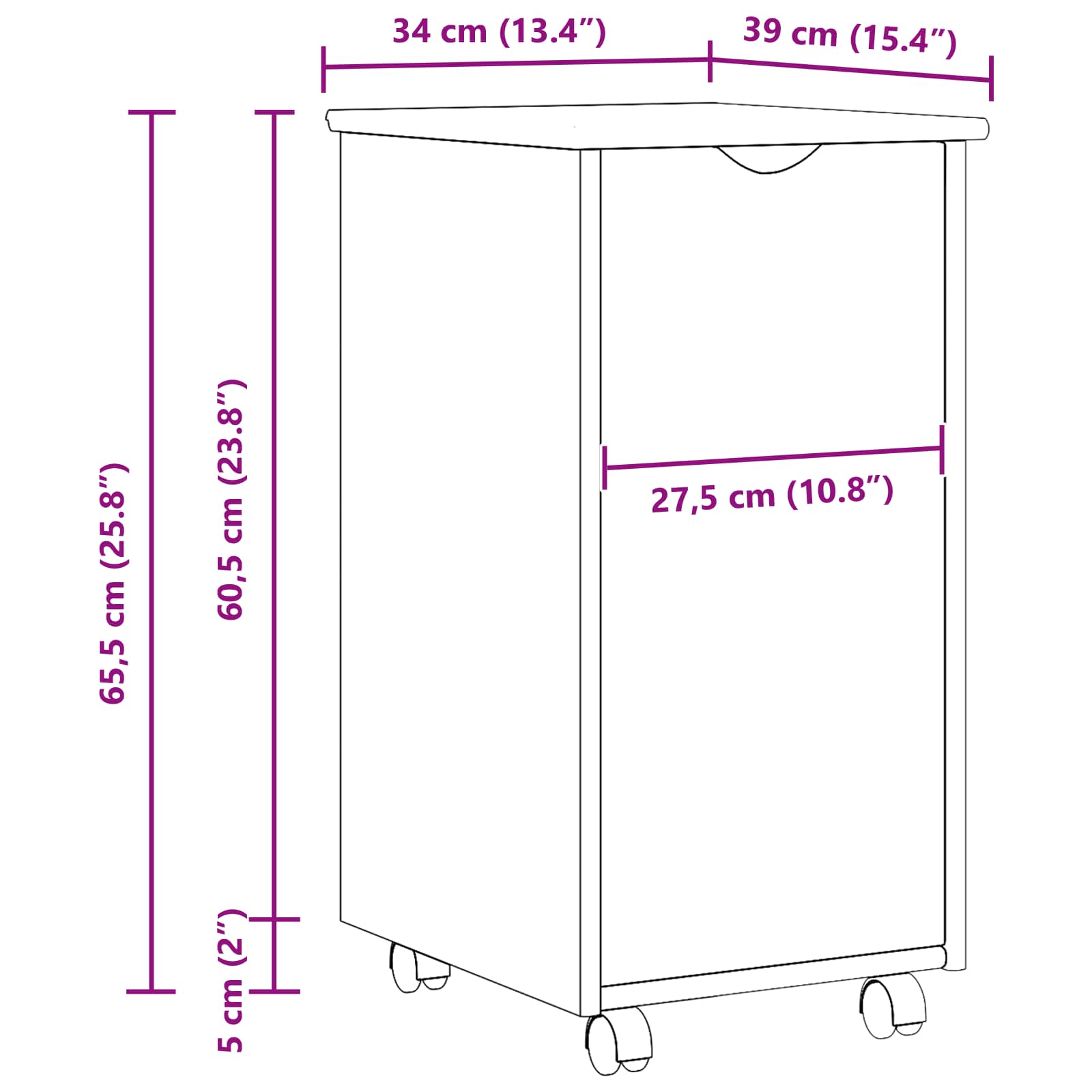 Mobilni ormar Smeđa 34 x 39 x 65,5 cm Čvrsto borovo drvo