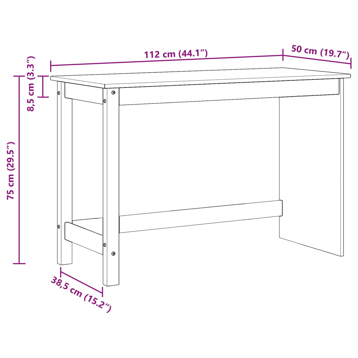 Stol Smeđa 112 x 50 x 75 cm Čvrsto borovo drvo