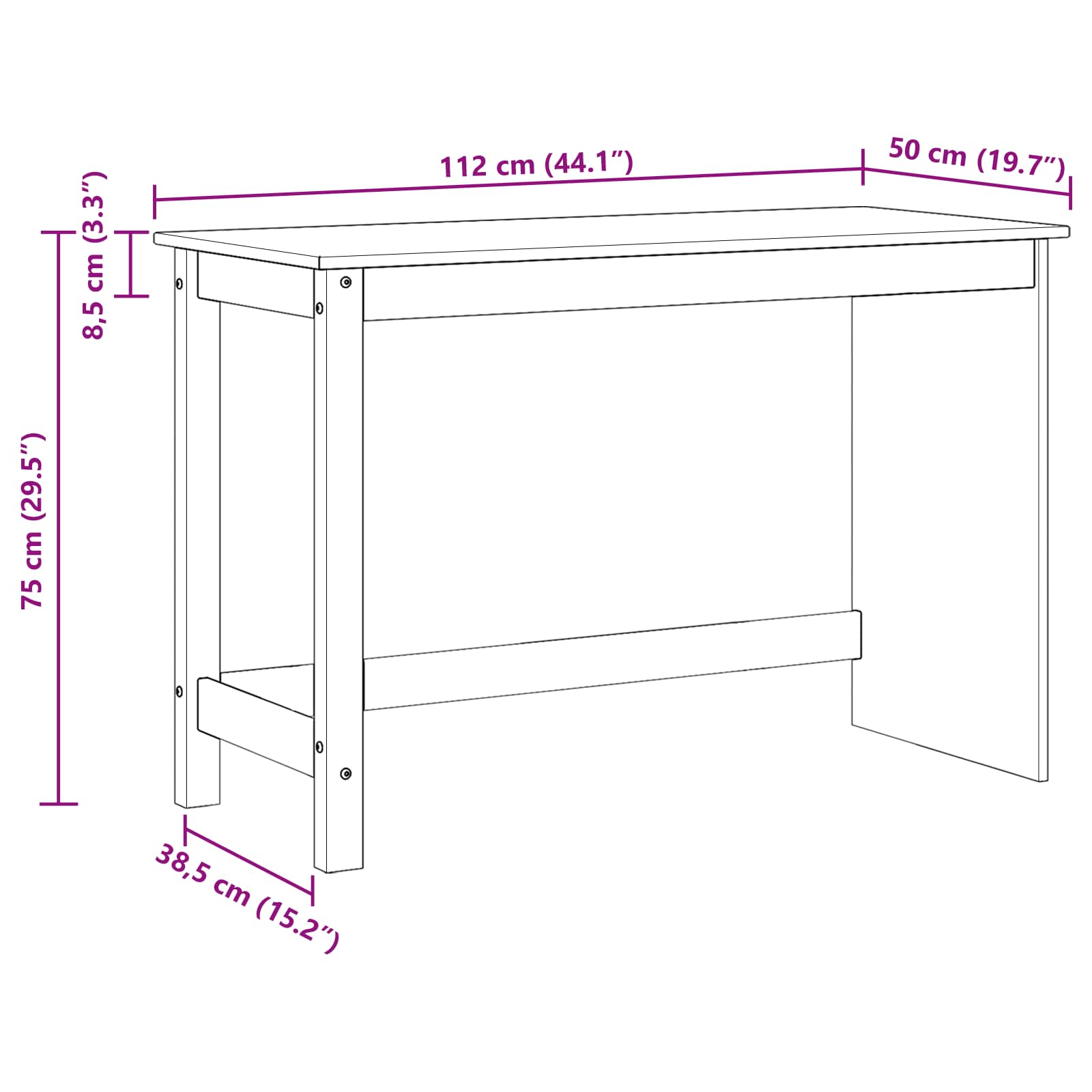 Stol Smeđa 112 x 50 x 75 cm Čvrsto borovo drvo
