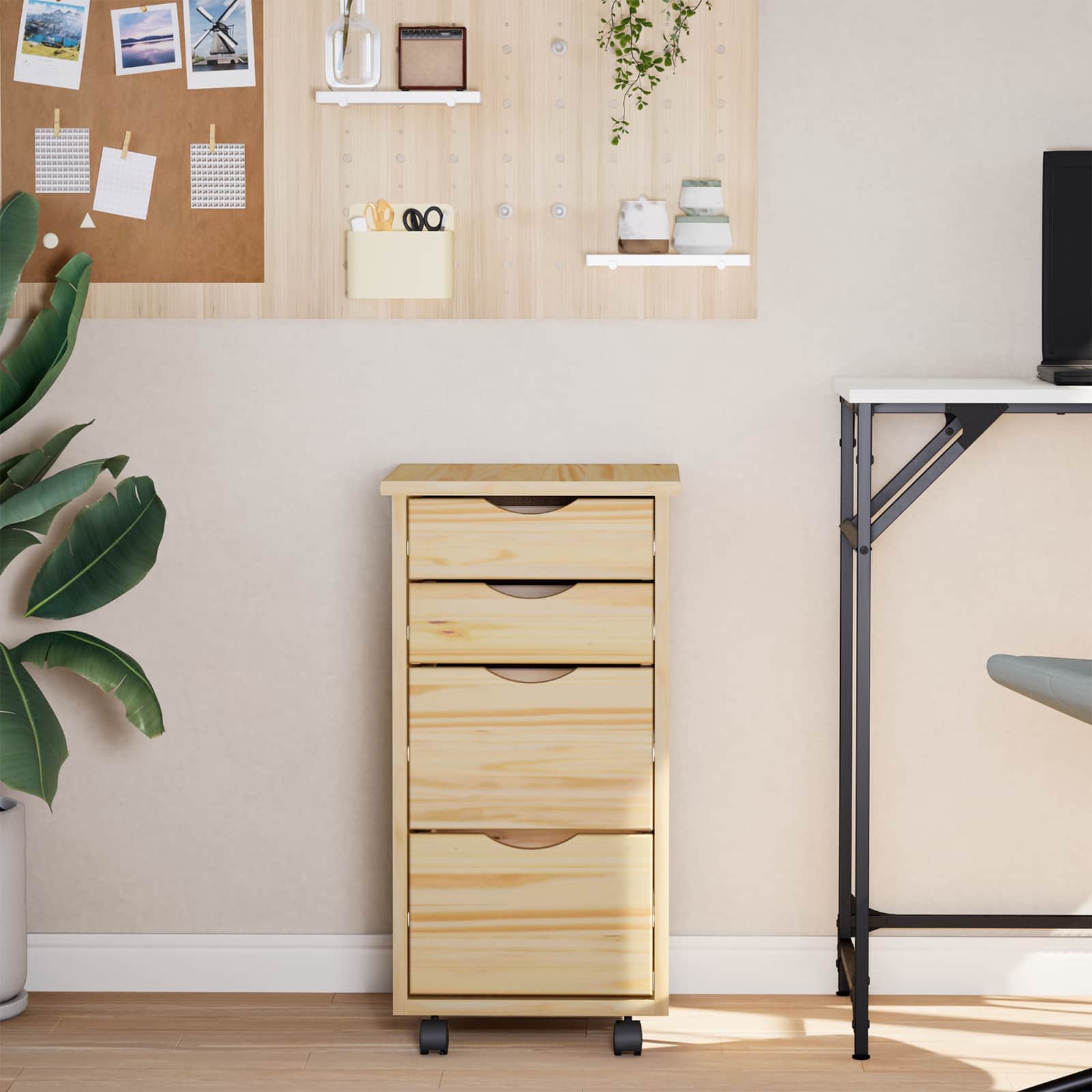 Kolica s radnom površinom MOSS Prozirni lak 34 x 39 x 65,5 cm