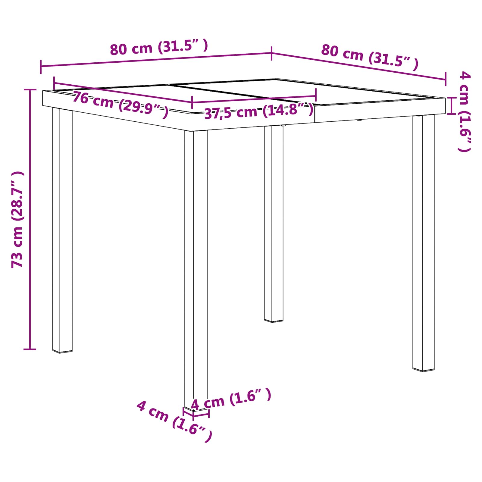Set vanjskog namještaja 5 pcs Crna i antracit 80 x 80 x 73 cm