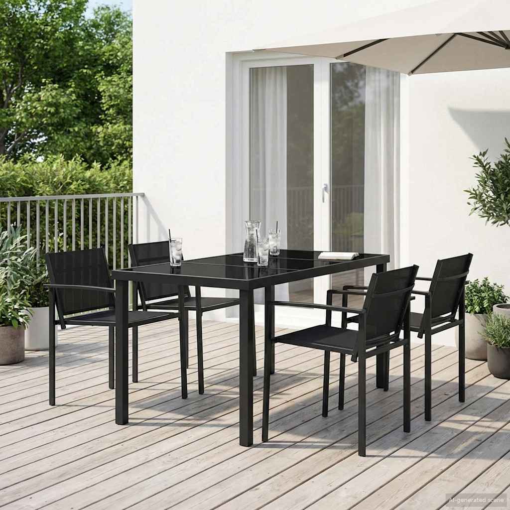 Set vanjskog namještaja 5 pcs Crna i antracit 140 x 70 x 73 cm