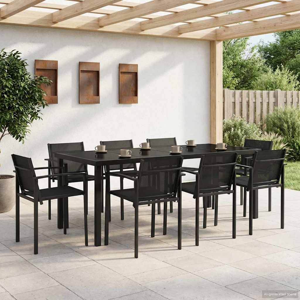Set vanjskog namještaja 7 pcs Crna i antracit Tekstilen