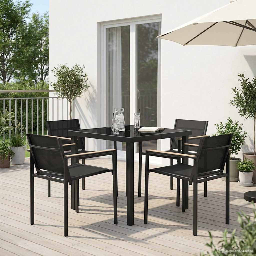 Set vanjskog namještaja 5 pcs Crna i antracit 80 x 80 x 73 cm