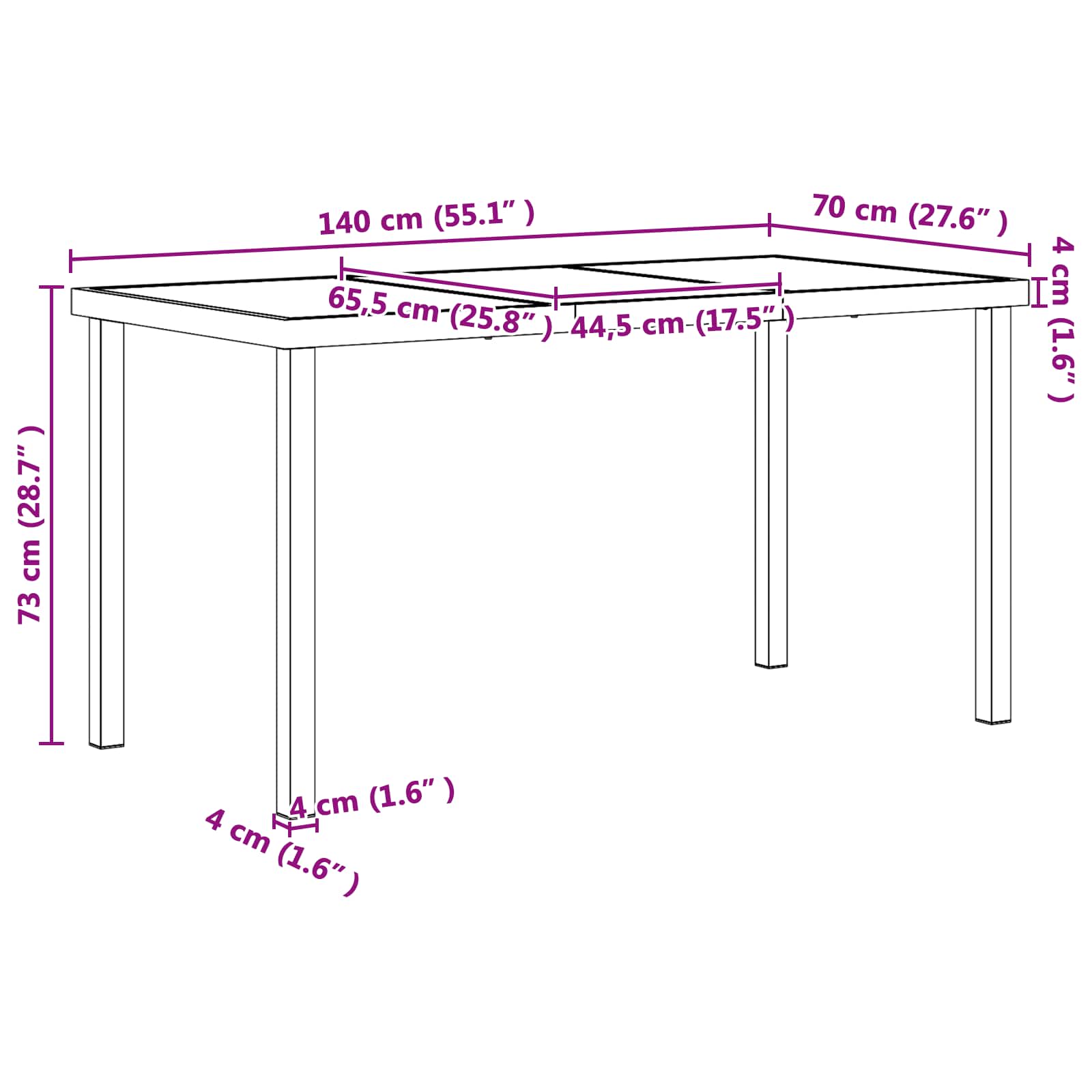 Set vanjskog namještaja 5 pcs Crna i antracit 140 x 70 x 73 cm