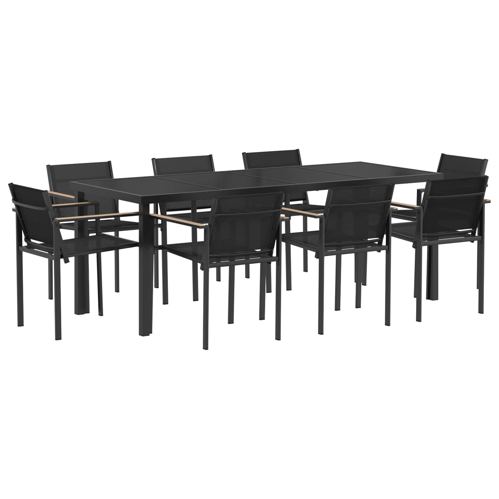 Set vanjskog namještaja 9 pcs Crna i antracit Tekstilen