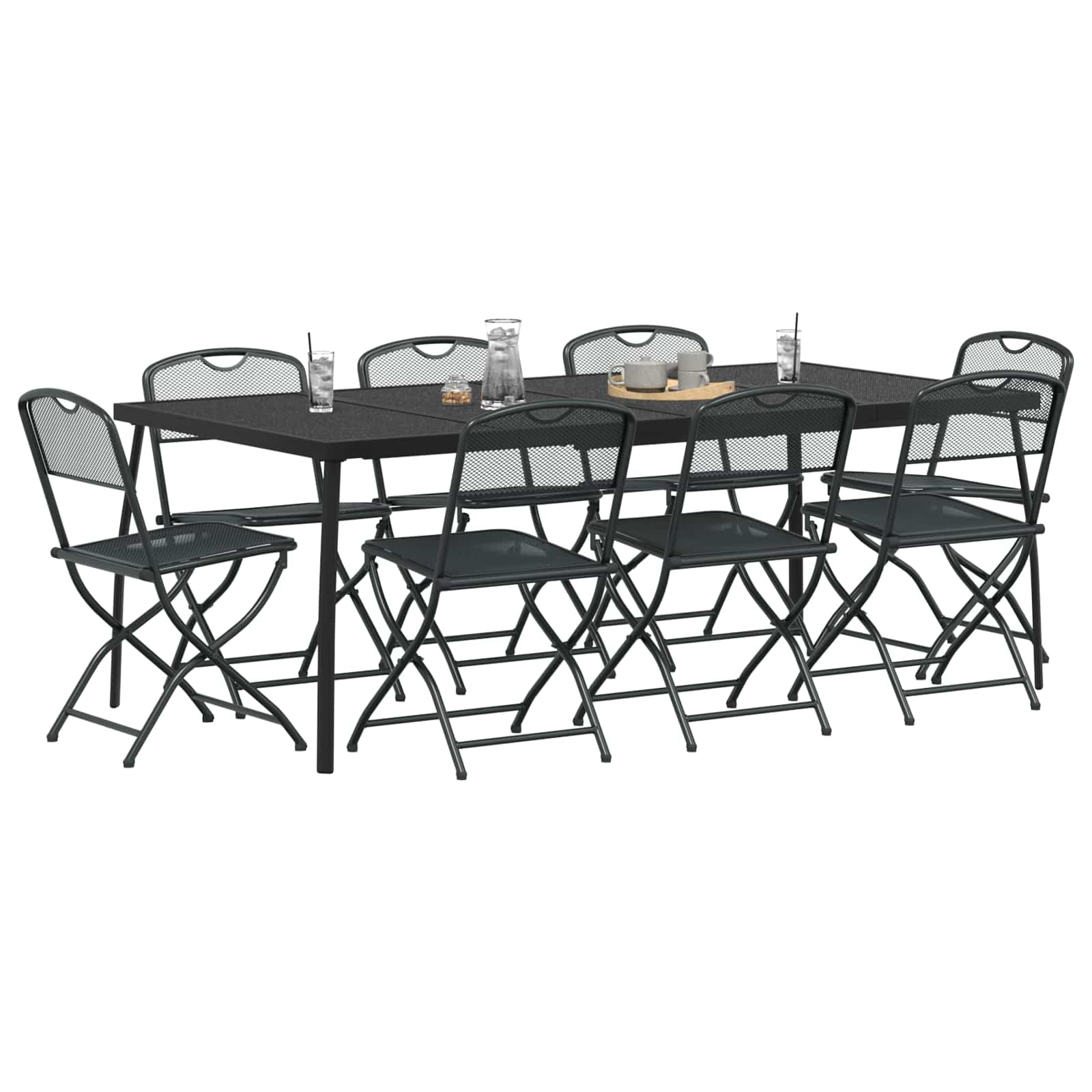 Set vanjskog namještaja 9 pcs Antracit Željezo i čelik