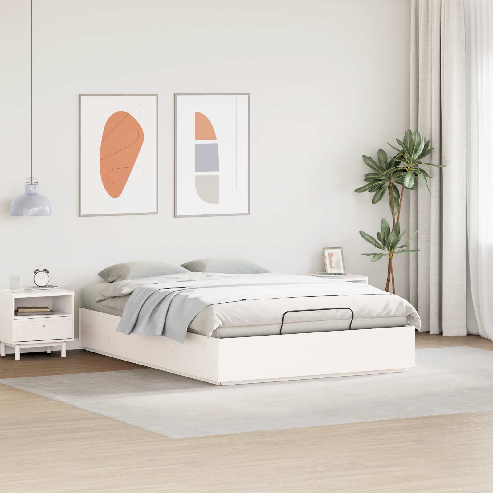 Otomanski krevet Bijeli 135 x 190 cm Masivna borovina