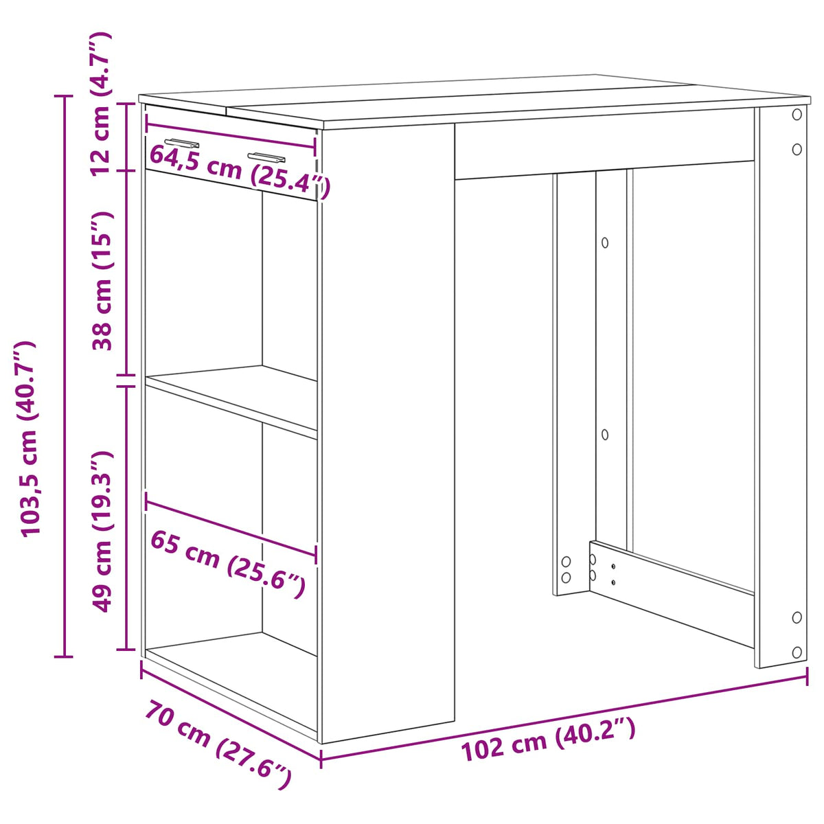 Stol za bar Crni hrast 102 x 70 x 103,5 cm Konstruirano drvo
