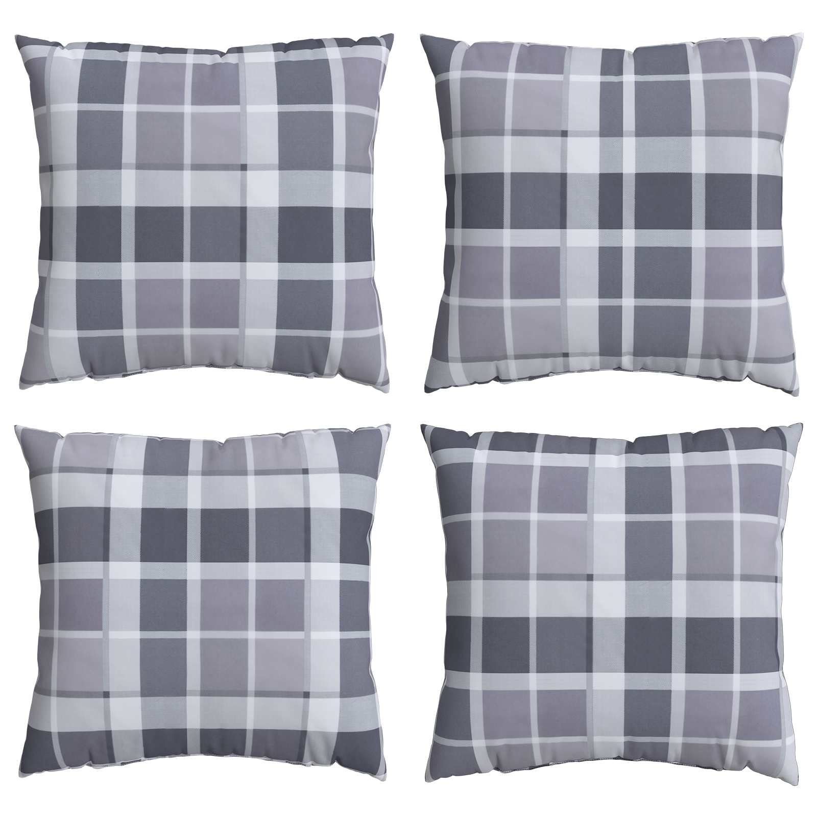 Jastučić za van Kockasto 4 pcs Sivi karirani 40 x 40 cm Tkanina