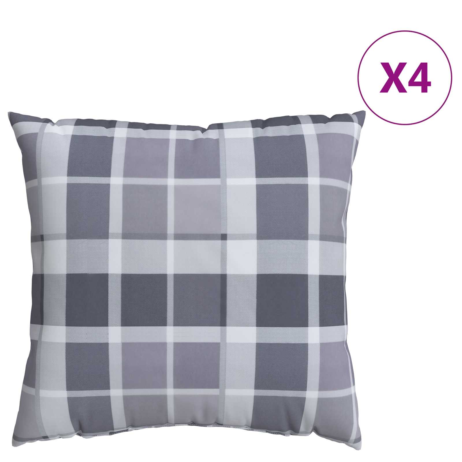 Jastučić za van Kockasto 4 pcs Sivi karirani 40 x 40 cm Tkanina