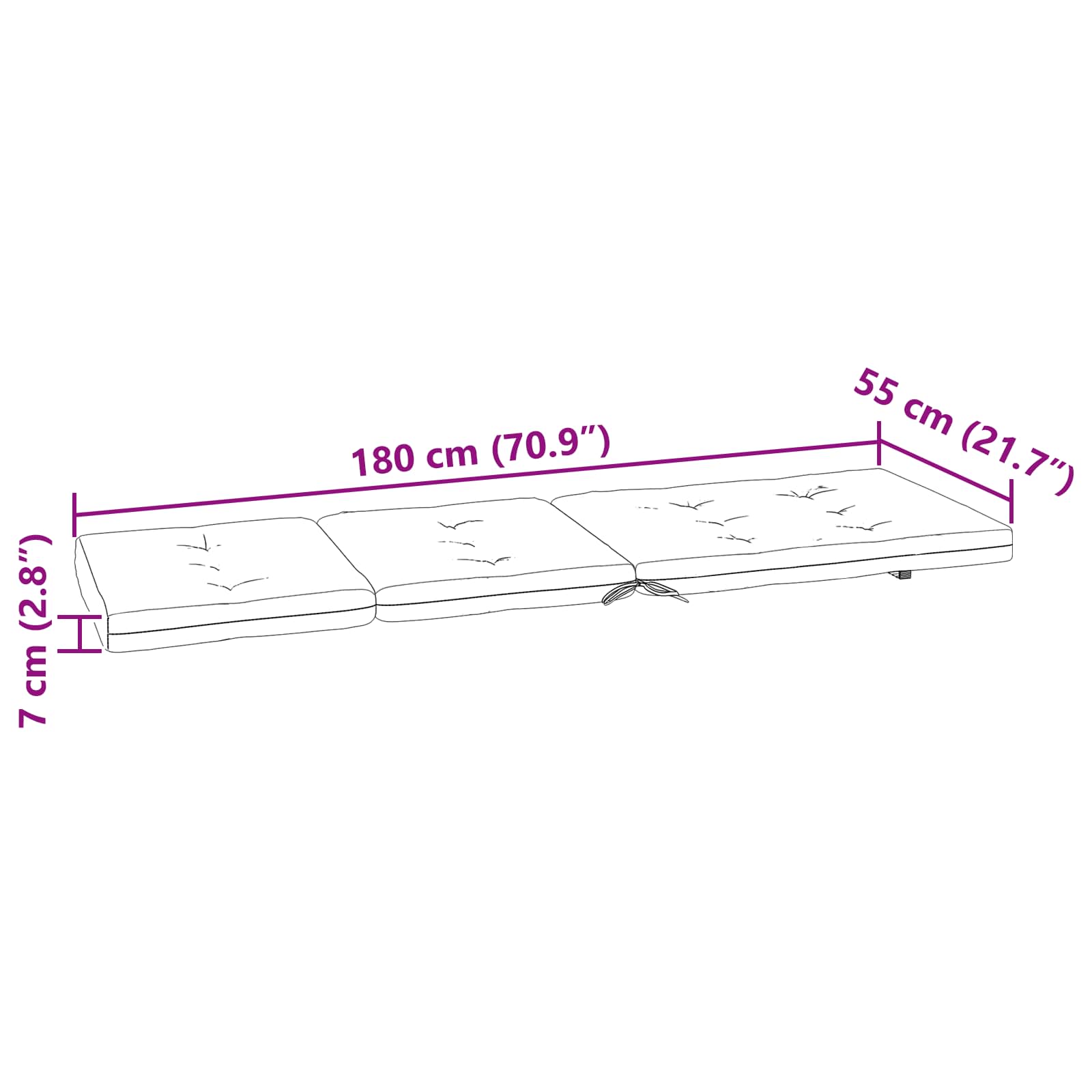 Jastučić za van 2 pcs Mornarsko plava 180 x 55 x 7 cm Tkanina