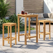 Vanjski bar set 3 pcs Neprerađeno Čvrsto teak drvo