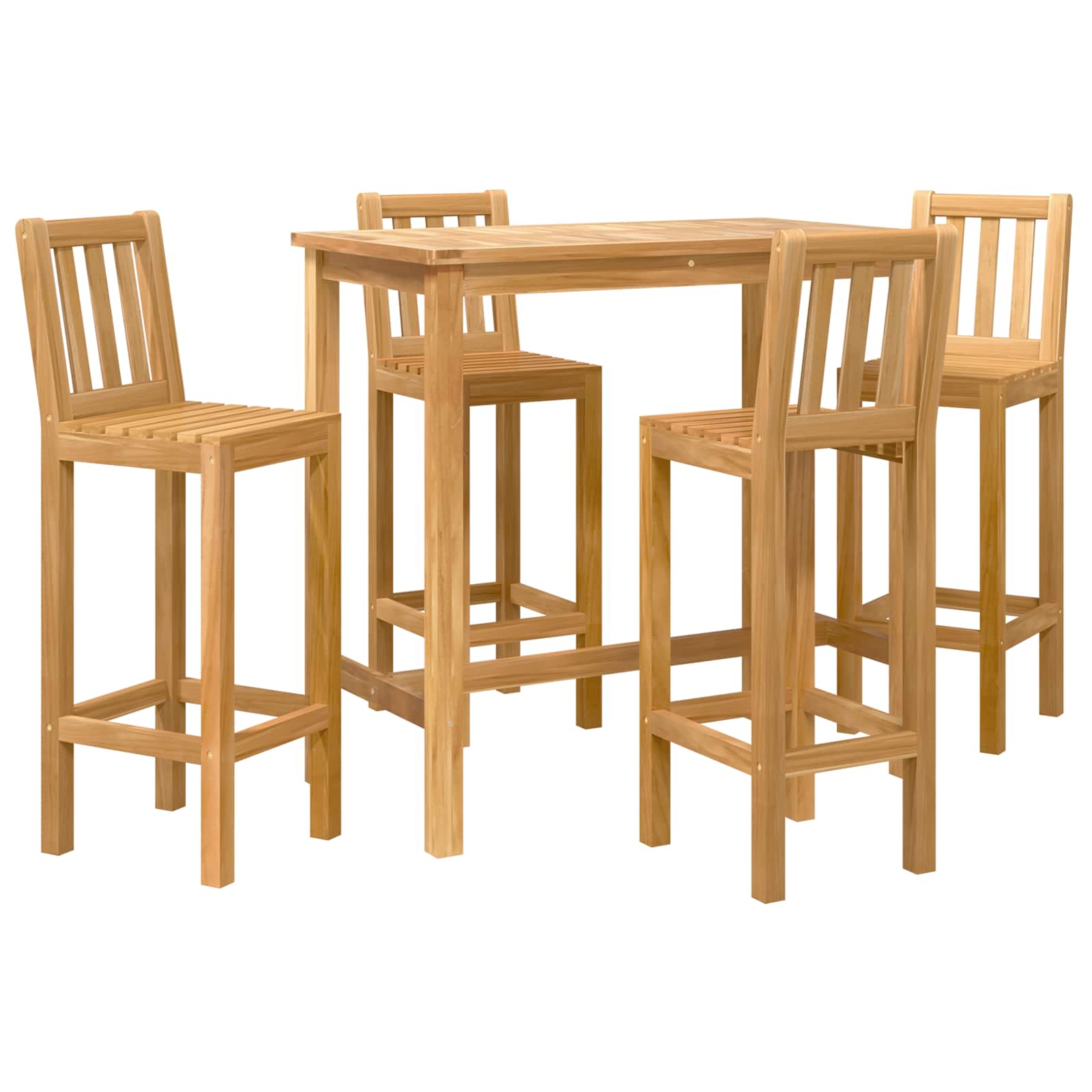 Vanjski bar set 5 pcs Neprerađeno Čvrsto teak drvo