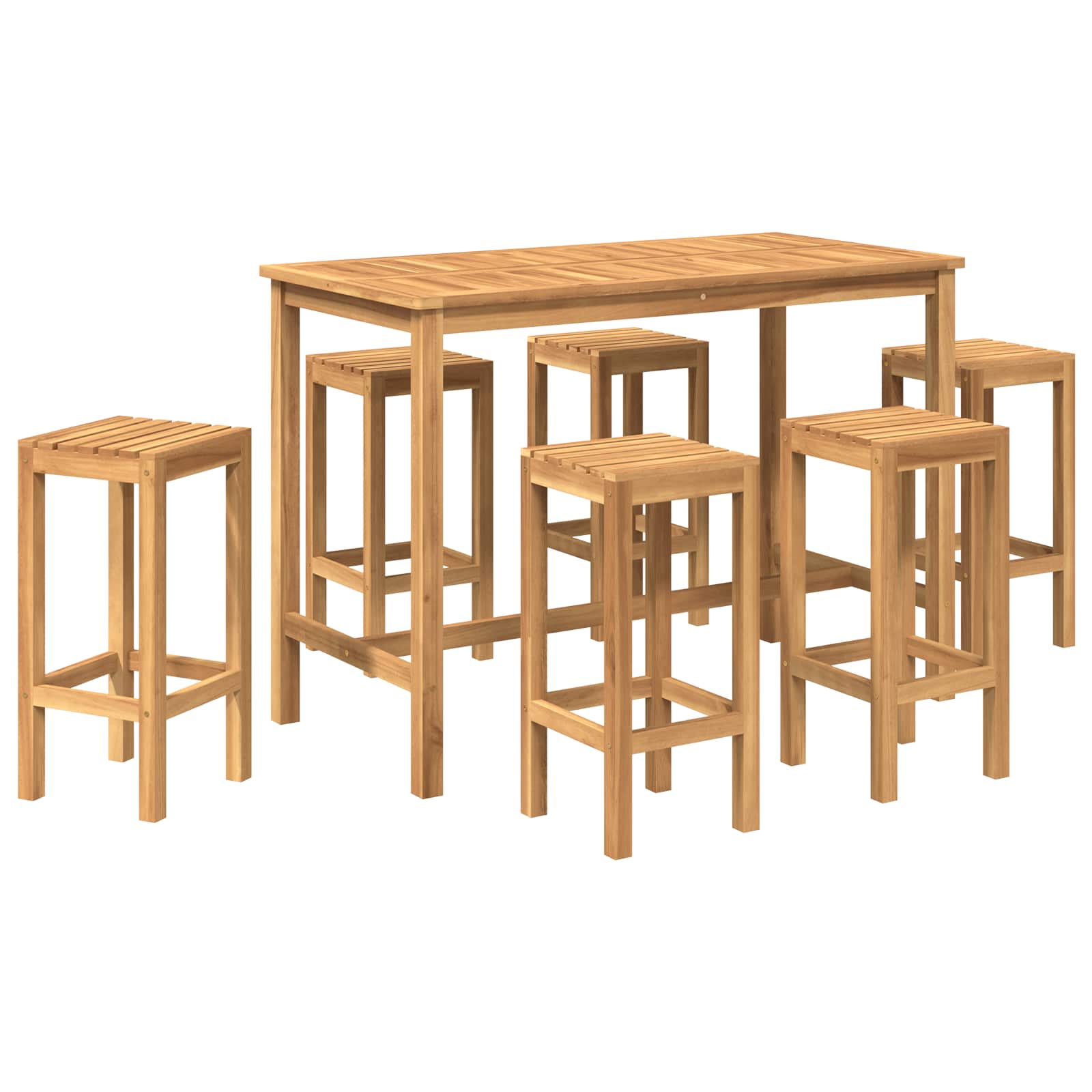 Vanjski bar set 7 pcs Neprerađeno Čvrsto teak drvo