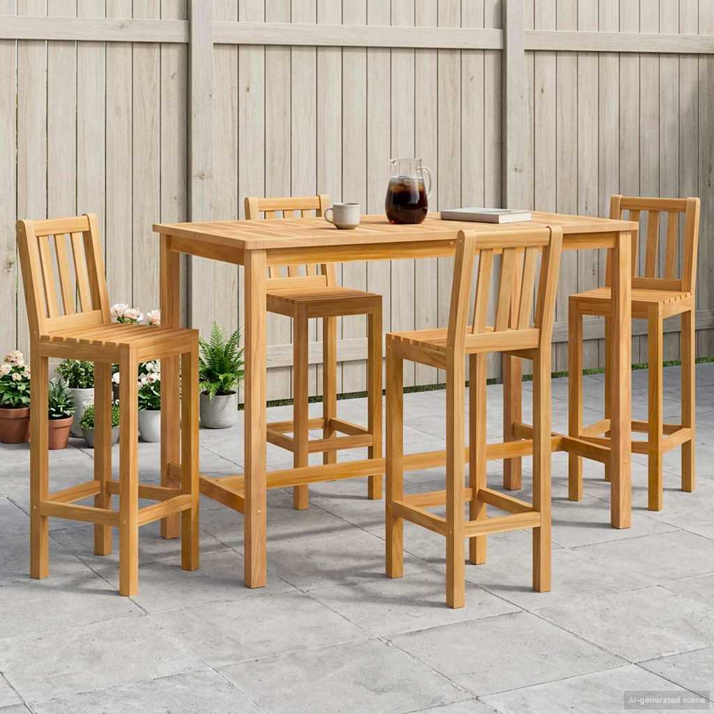 Vanjski bar set 5 pcs Prirodna Čvrsto teak drvo