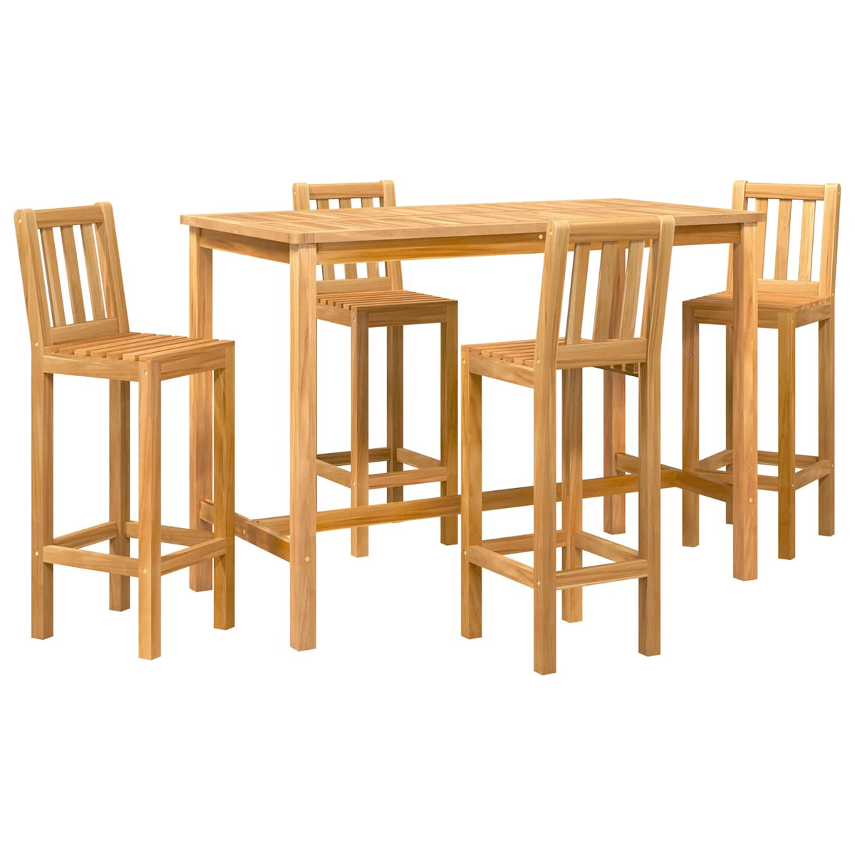 Vanjski bar set 5 pcs Prirodna Čvrsto teak drvo