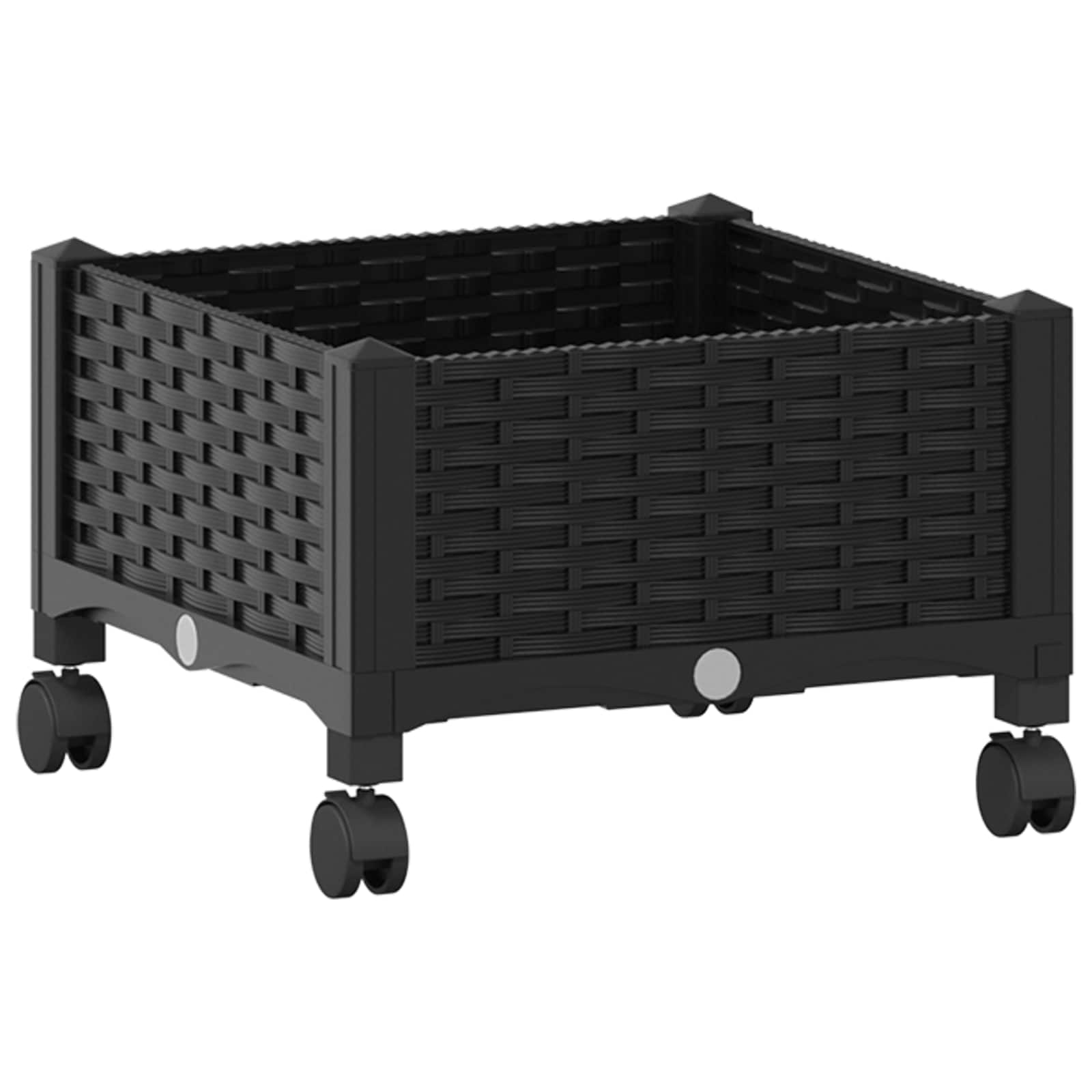 Vrtni saksija s kotačima Crna 40 x 40 x 29 cm PP