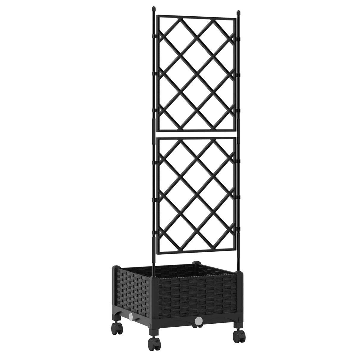 Vrtni saksija s rešetkom i kotačima Crna 40 x 40 x 131,5 cm PP