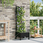 Vrtni planter s navodnjavanjem i kotačima Crna 40 x 40 x 132 cm