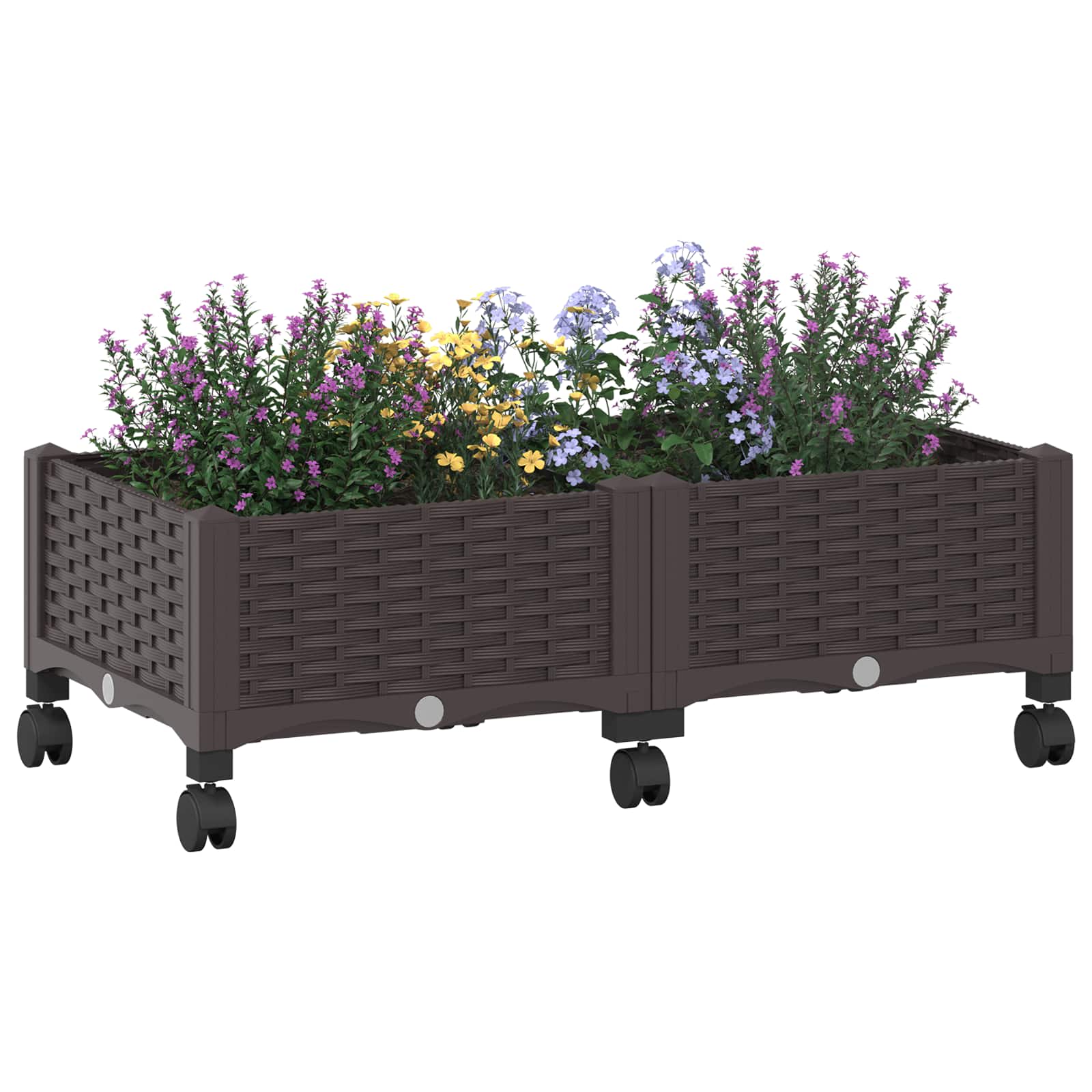 Vrtni saksija s kotačima Smeđa 80 x 40 x 29 cm PP