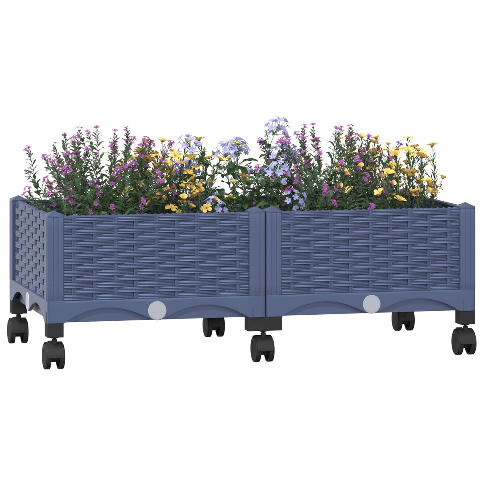 Vrtni saksija s kotačima Plavo Sivo 80 x 40 x 33 cm PP
