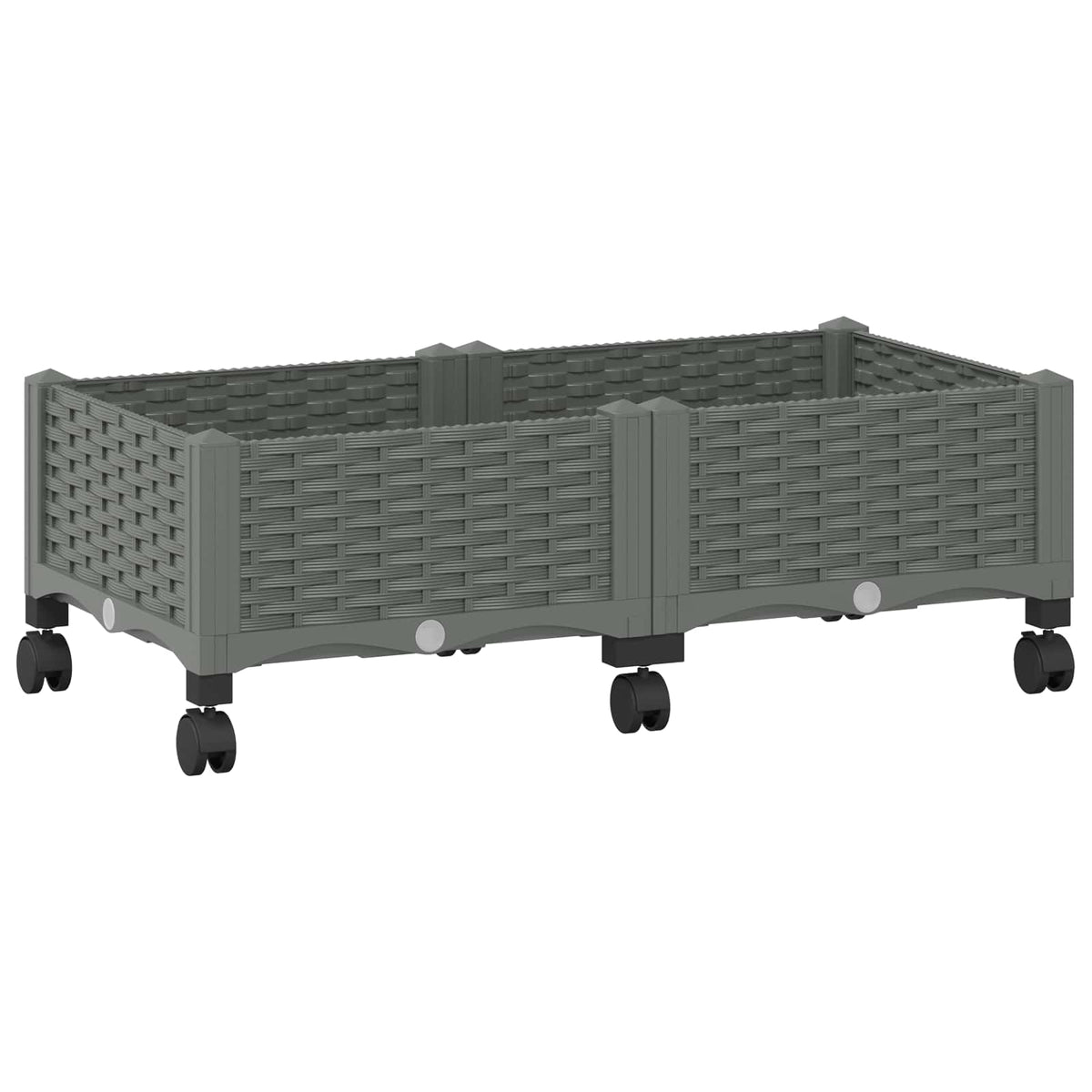 Vrtni saksija s kotačima Svjetlosiva 80 x 40 x 33 cm PP