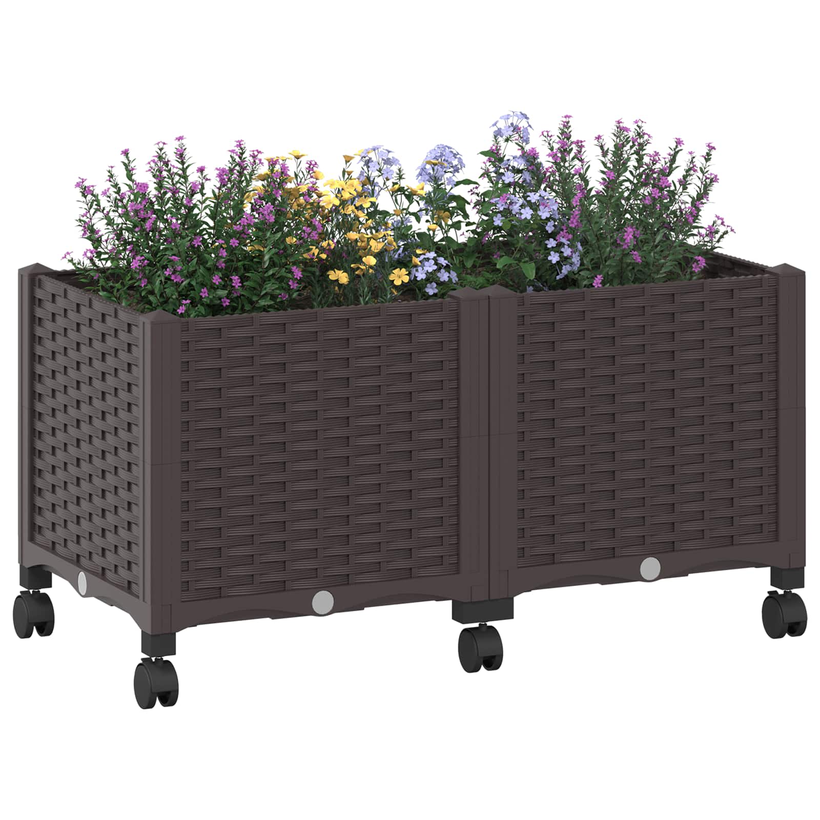 Vrtni saksija s kotačima Smeđa 80 x 40 x 44 cm PP