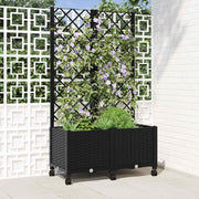 Vrtni saksija s rešetkom i kotačima Crna 80 x 40 x 146 cm PP