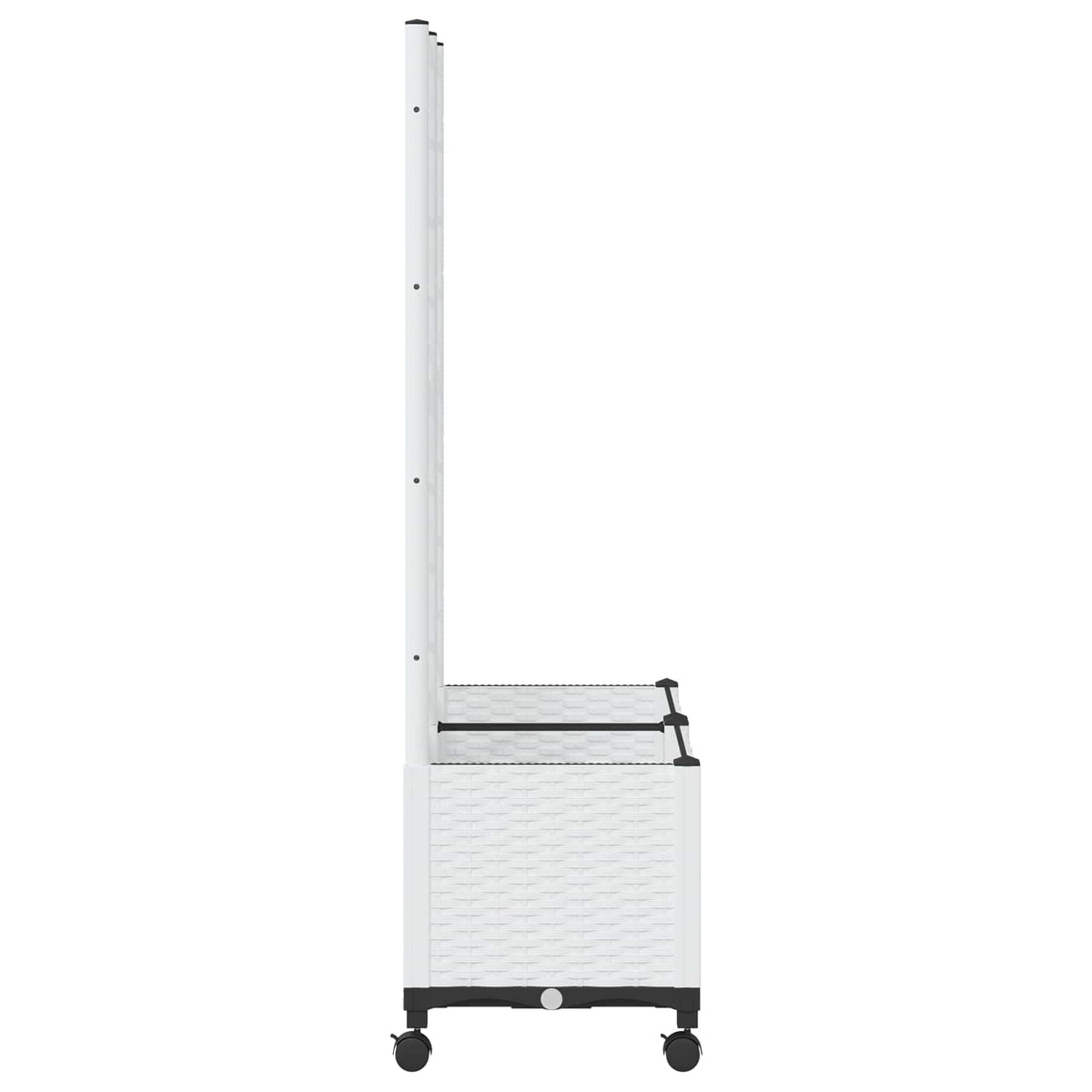 Vrtni saksija s rešetkom i kotačima Bijela 80 x 40 x 146 cm PP