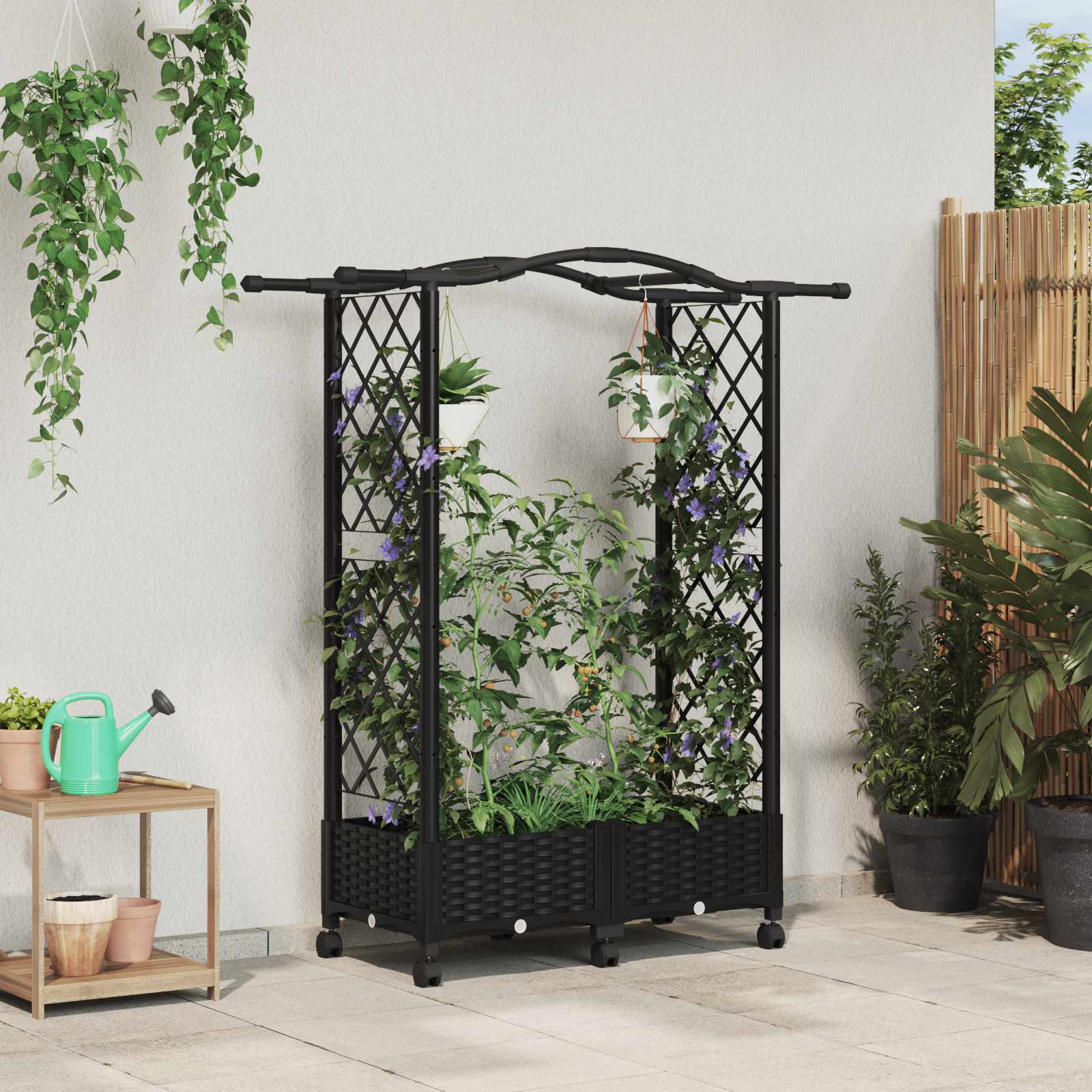 Povišeni krevet s mrežom i krovom Crna 124 x 40 x 129 cm PP