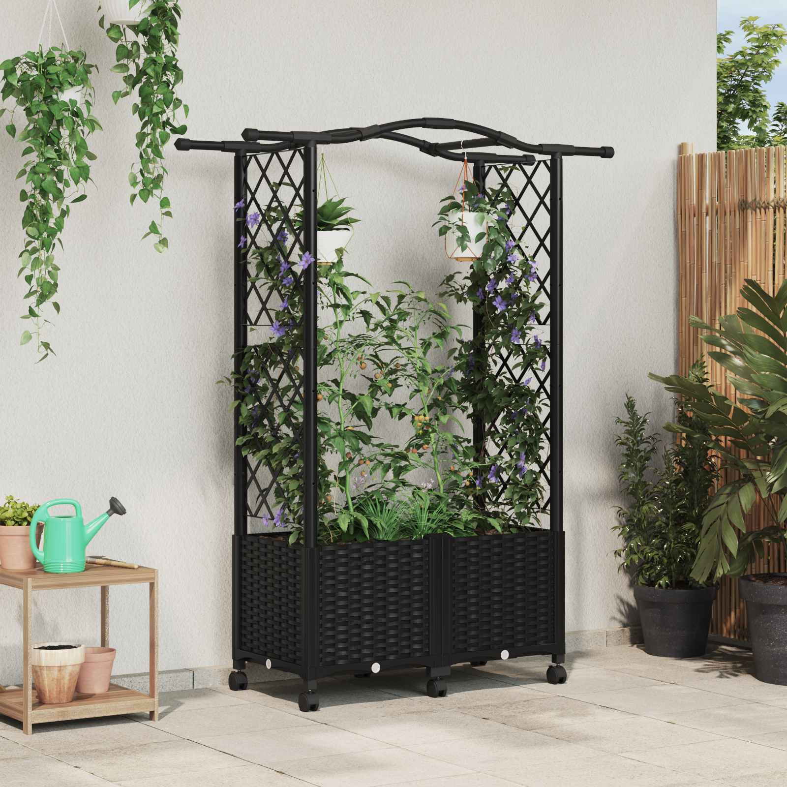 Povišeni krevet s mrežom i krovom Crna 125 x 40 x 144 cm PP
