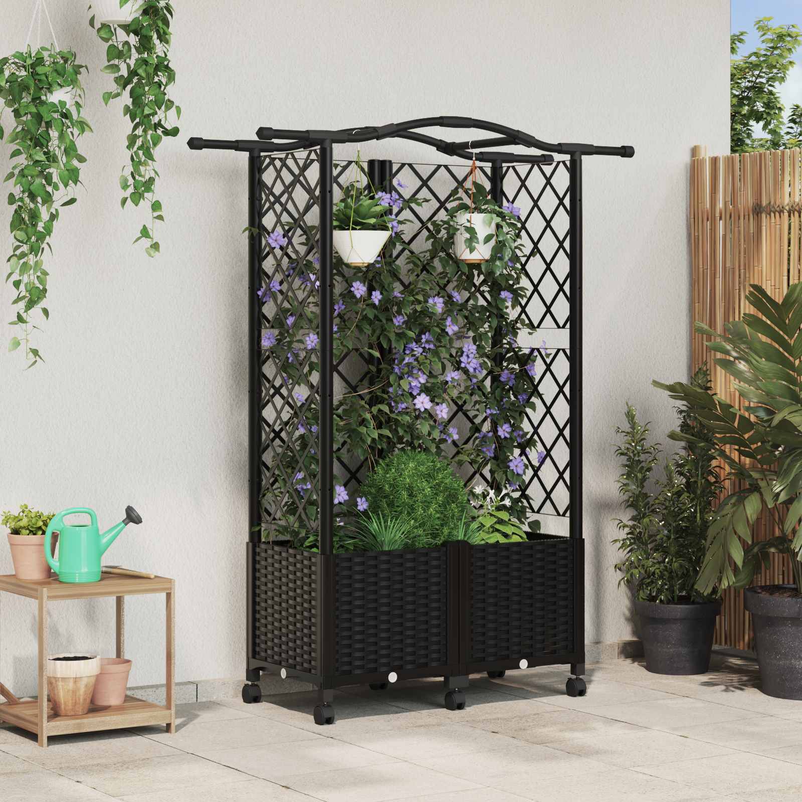 Povišeni krevet s mrežom i krovom Crna 122 x 40 x 144 cm PP