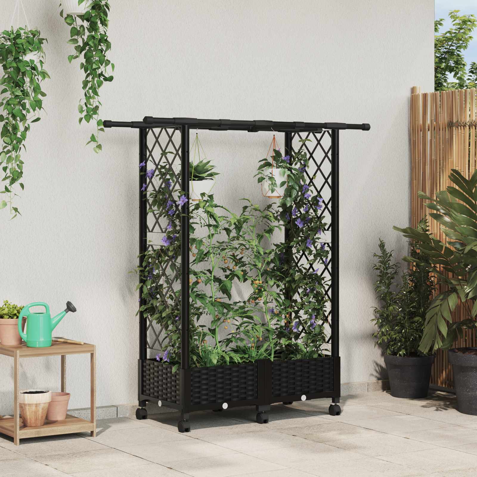 Povišeni krevet s mrežom i krovom Crna 122,5 x 40 x 127 cm PP