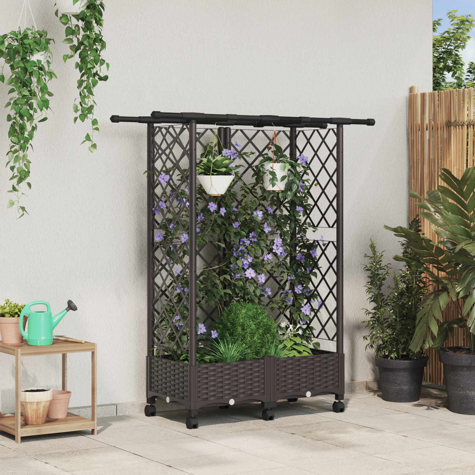 Povišeni krevet s mrežom i krovom Smeđa 124 x 40 x 127 cm PP