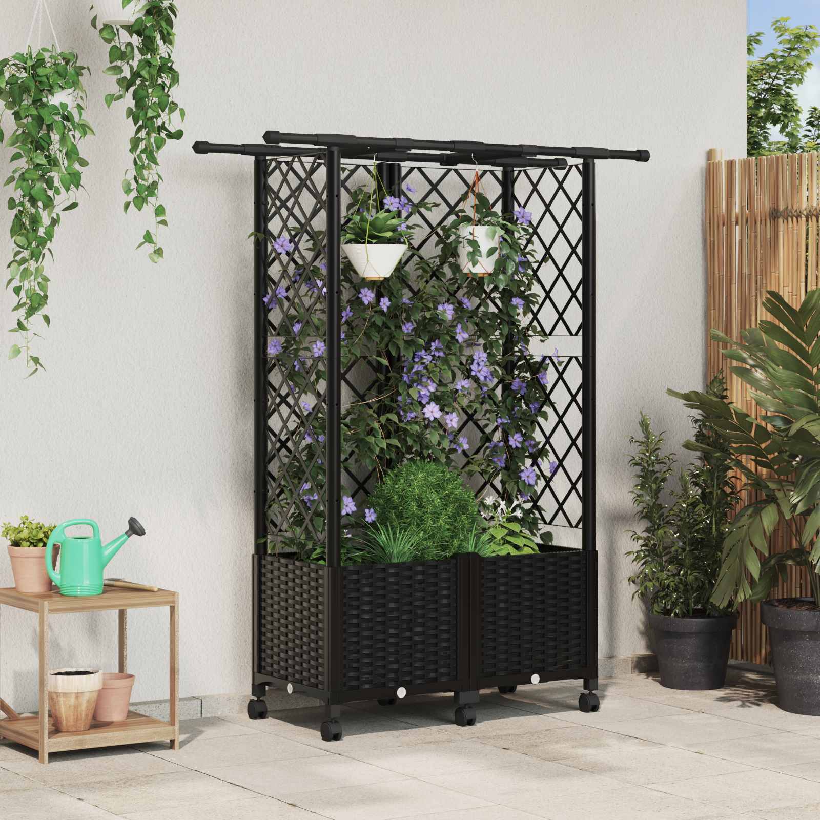 Povišeni krevet s mrežom i krovom Crna 124 x 40 x 142 cm PP