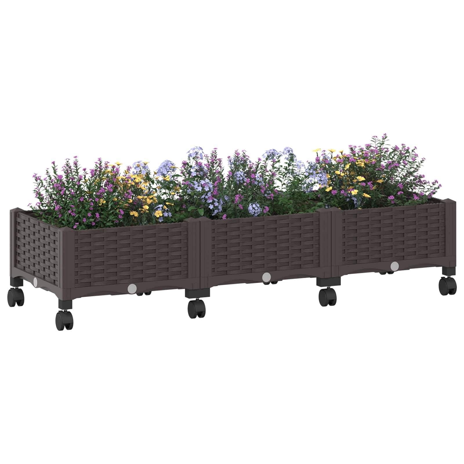 Vrtni saksija s kotačima Smeđa 120 x 40 x 29 cm PP